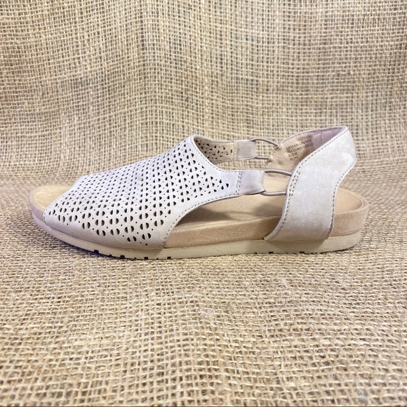 Earth Sandal  Leather  Slip On Slingback  Bungie Straps Beige Size 6.5 M - Picture 4 of 12